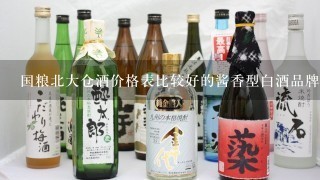 国粮北大仓酒价格表比较好的酱香型白酒品牌？