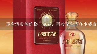 茅台酒收购价格一览表，回收茅台酒多少钱查询，茅台价