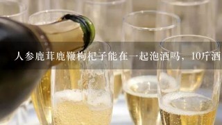 人参鹿茸鹿鞭枸杞子能在一起泡酒吗，10斤酒各放多少