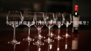 中国国酒前十排行榜有哪些酒？各产自哪里？